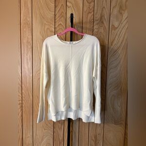 Ivory Ribbed Hem Knit Sweater Top